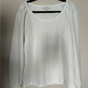 Beige Loft Long Sleeve Blouse, Size Large